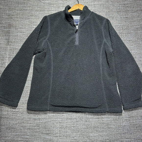Lands' End Jacket Women's M Black Fleece 1/4 Zip - Picture 1 of 12